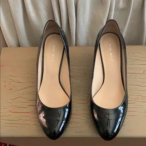 Patent leather wedges